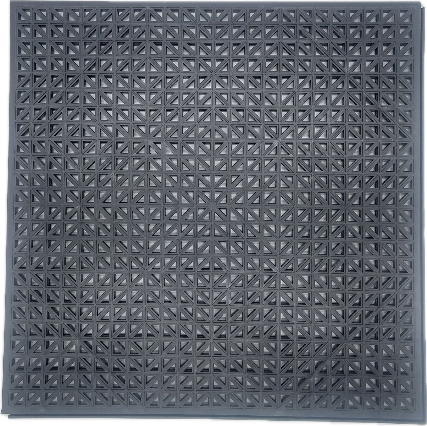 A square dark gray textured floor mat with a repeating geometric triangular pattern, shown flat against a white background.