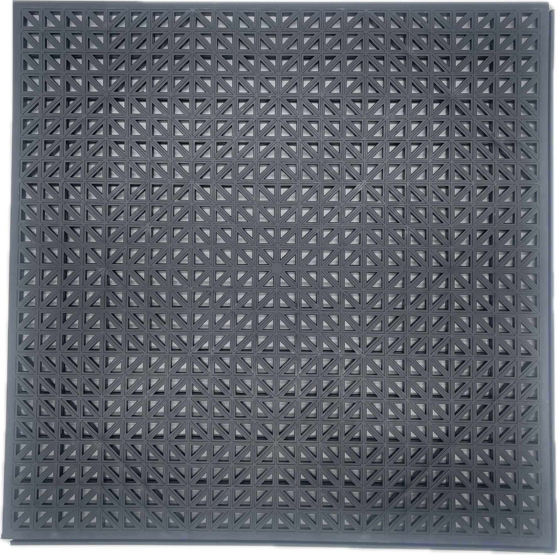 A square dark gray textured floor mat with a repeating geometric triangular pattern, shown flat against a white background.