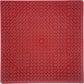 A square red textured floor mat with a repeating geometric star and triangle pattern, shown flat against a white background.